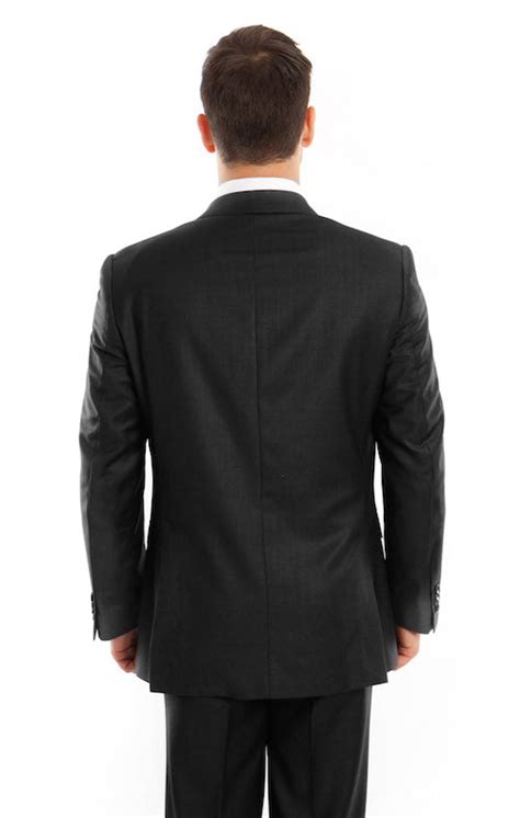 mens black  button slim fit suit funeral suits flex suits