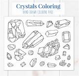 Coloring Crystals Adults Crystal Drawn Hand Adult Pages Gemstones Etsy Digital Stickers Printable Diy Sold sketch template