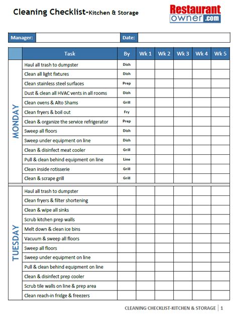 daily prep sheet templates google search cleaning checklist