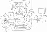 Living Room Coloring Buildings Architecture Printable sketch template