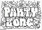 Coloring Graffiti Letters Party Zone Alphabet Fonts Print sketch template