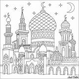 Mosque Ramadan Moschee Colorear 1001 Erwachsene Orientale Orientalisch Noches Masjid Coloriages Zentangle Twinkling Moons Nuits Arabe Freehand Malbuch Fur Adulti sketch template