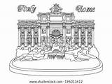 Trevi Fountain Coloring Rome Vector Italy Logo Shutterstock Stock Template Sketch Lightbox Save sketch template