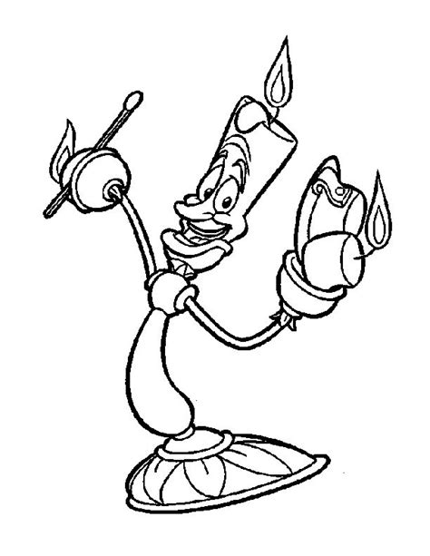 coloring pages cartoon beauty   beast  lumiere candle