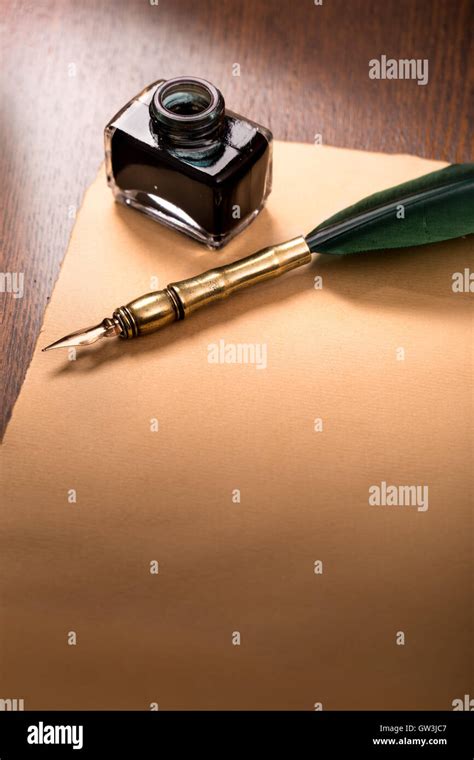 quill  ink  paper  res stock photography  images alamy