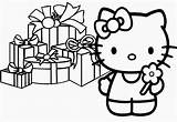 Kitty Coloring Pages Birthday Hello Happy Color Printable Kids Print Fun Christmas Terkait Artikel sketch template