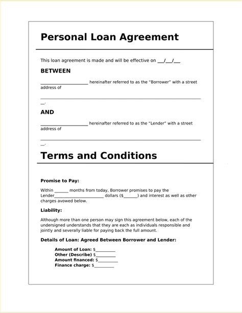 sample personal loan agreement template geneevarojr
