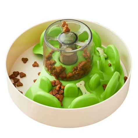 spin ufo maze interactive bowl  slow feeder  dog green