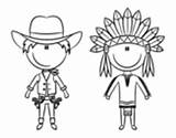 Cowboy Coloring Indian Happy Indians Coloringcrew Pages Cowboys sketch template