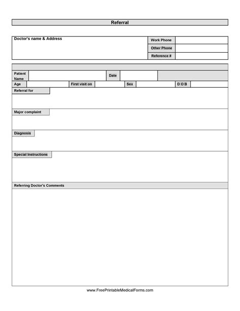 printable dental referral form template printable templates