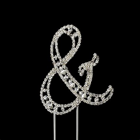 vintage ~ swarovski crystal wedding cake topper ~ small ampersand