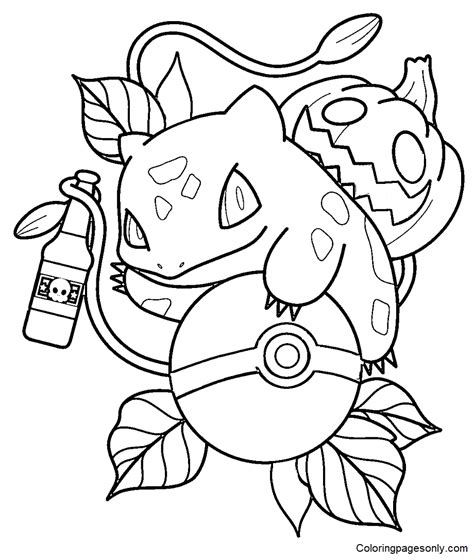 halloween pokemon bulbasaur coloring pages pokemon halloween coloring