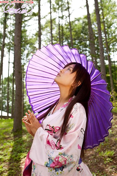 Mayumi Yamanaka Japanese Cute Idol Sexy Purple Kimono Robe In The
