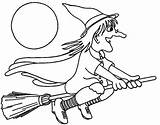 Witch Broomstick Witches Colouring Printable Colorings Primeraplana sketch template