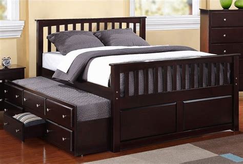 wooden king size bed  trundle bed frame  storage