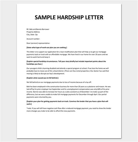 hardship letter template   word  format