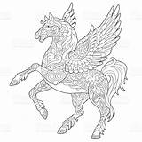 Pegasus Einhorn Ausmalen Pferd Erwachsene Malvorlage Für Pferde Mythological Winged Freehand sketch template