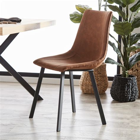Textured Faux Leather And Metal Dining Chair Bouclair