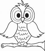 Owl Coloring Cartoon Printable Kids sketch template