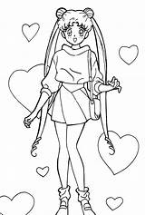 Moon Sailor Coloring Pages Usagi Dibujos Color Tsukino Girl Para Cat Colorear Luna Manga Tumblr Dibujo Printable Cartoon sketch template