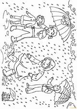 Spring Showers Enjoying Kids Pages Coloring Color sketch template