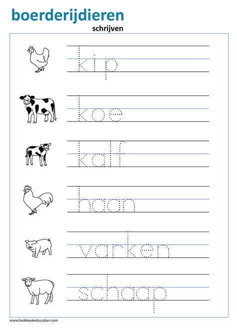 werkblad thema boerderij leren schrijven lookbookeducationcomnl