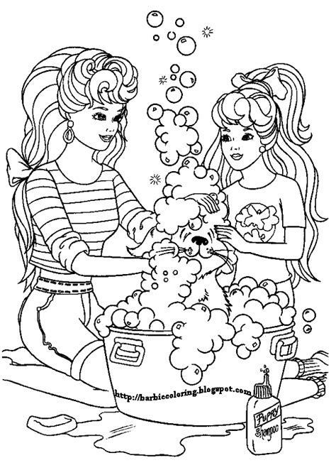 barbie coloring pages barbie  dog coloring page