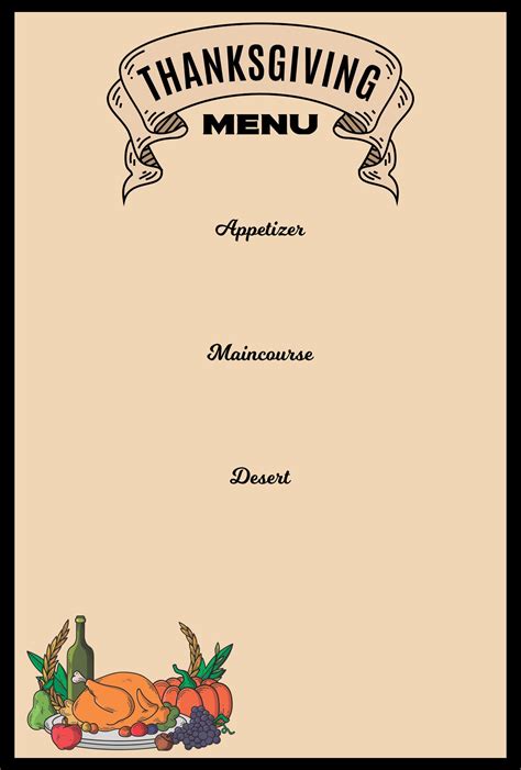 blank printable thanksgiving menu template