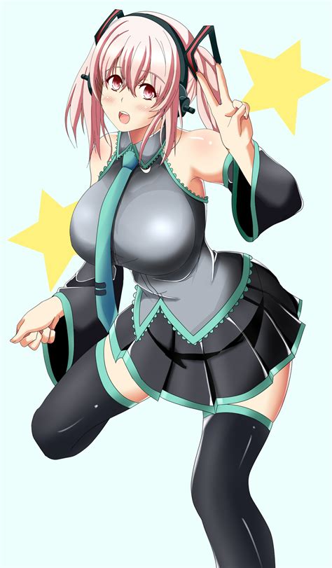 Hatsune Miku And Super Sonico Vocaloid And 1 More Drawn