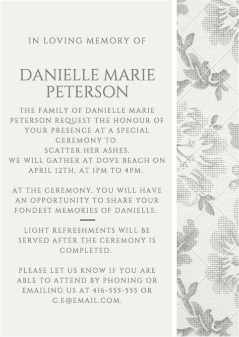 funeral invitation  examples format  examples