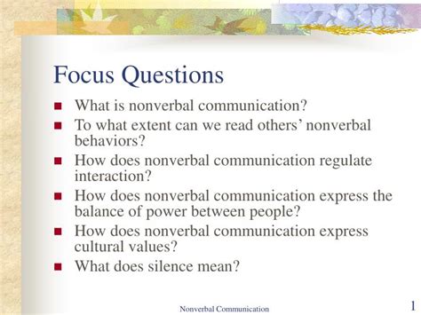 focus questions powerpoint    id