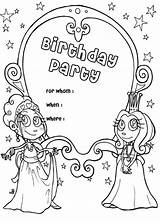 Coloring Birthday Invitation Party Happy Color sketch template