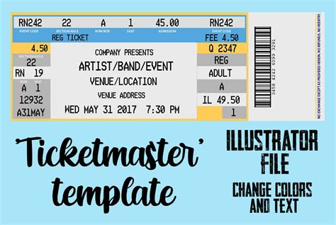 fake ticketmaster concertparty ticket template etsy