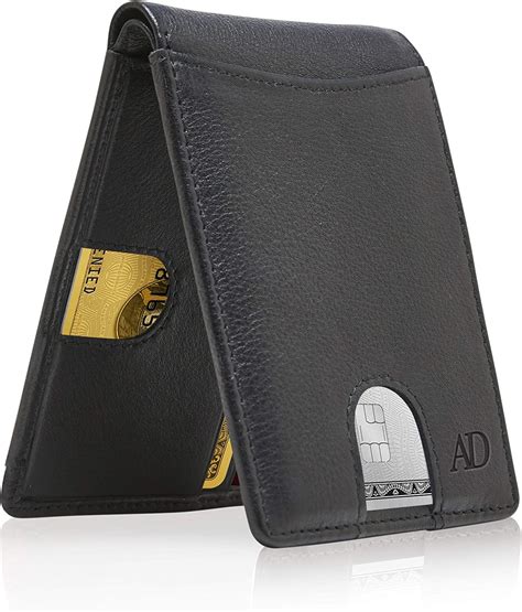 bifold wallets  men slim wallet leather rfid minimalist front