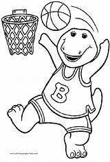 Pages Barney Coloring Color Cartoon Printable Kids Print Sheets Sheet Characters Book Basketball Dinosaur Character Back Friends sketch template