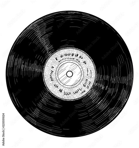 stockvector vinyl record illustration drawing engraving ink