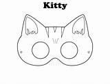 Mask Halloween Masks Craft Printable Coloring Cat Kids Animal Templates Pages Kitty Color sketch template