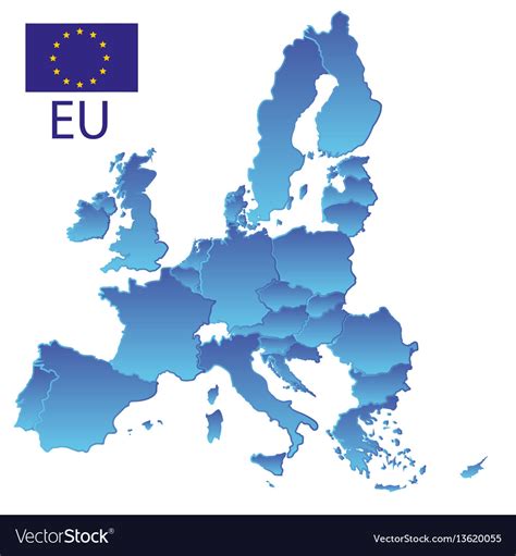 simple  european union countries  blue map vector image
