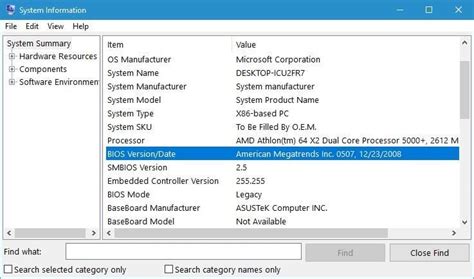 how to check bios version on windows 10