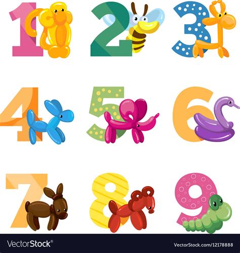 birthday anniversary cartoon numbers  cute vector image