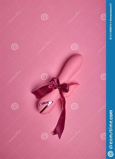Pink Sex Toys Wrapped In Bow Present For Adults Stock Image Image Of