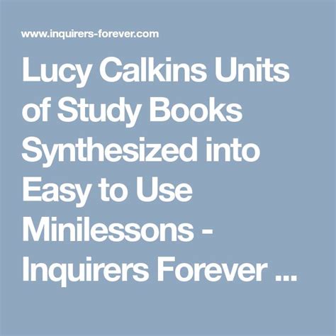 lucy calkins units  study books synthesized  easy