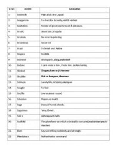 english worksheets word meanings