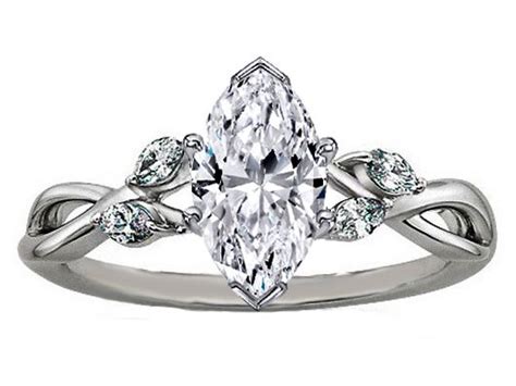marquise diamond engagement ring floral vine   white