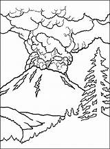 Volcano Coloring Printable Pages Template sketch template