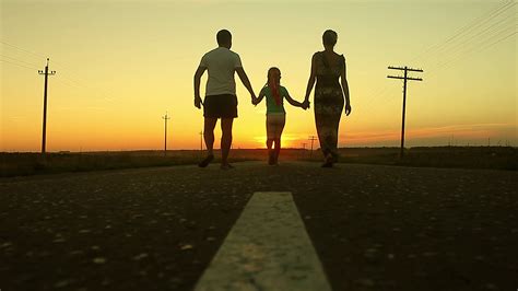 happy family  walking  road  stock footage sbv