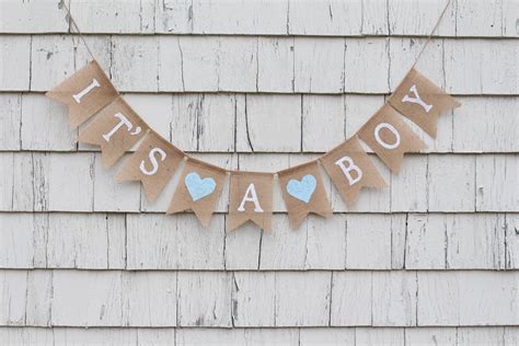 boy burlap banner baby boy shower decorations rustic etsy