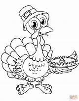 Turkey Coloring Pie Cartoon Thanksgiving Pages Cute Printable Drawing Supercoloring Categories sketch template