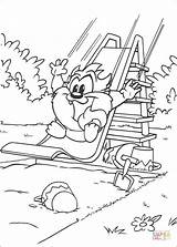 Coloring Pages Taz Playing Garden Printable Drawing sketch template
