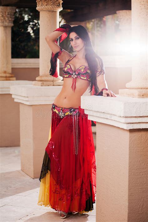 Beautiful Belly Dancer In Red Costume Stock Image Image